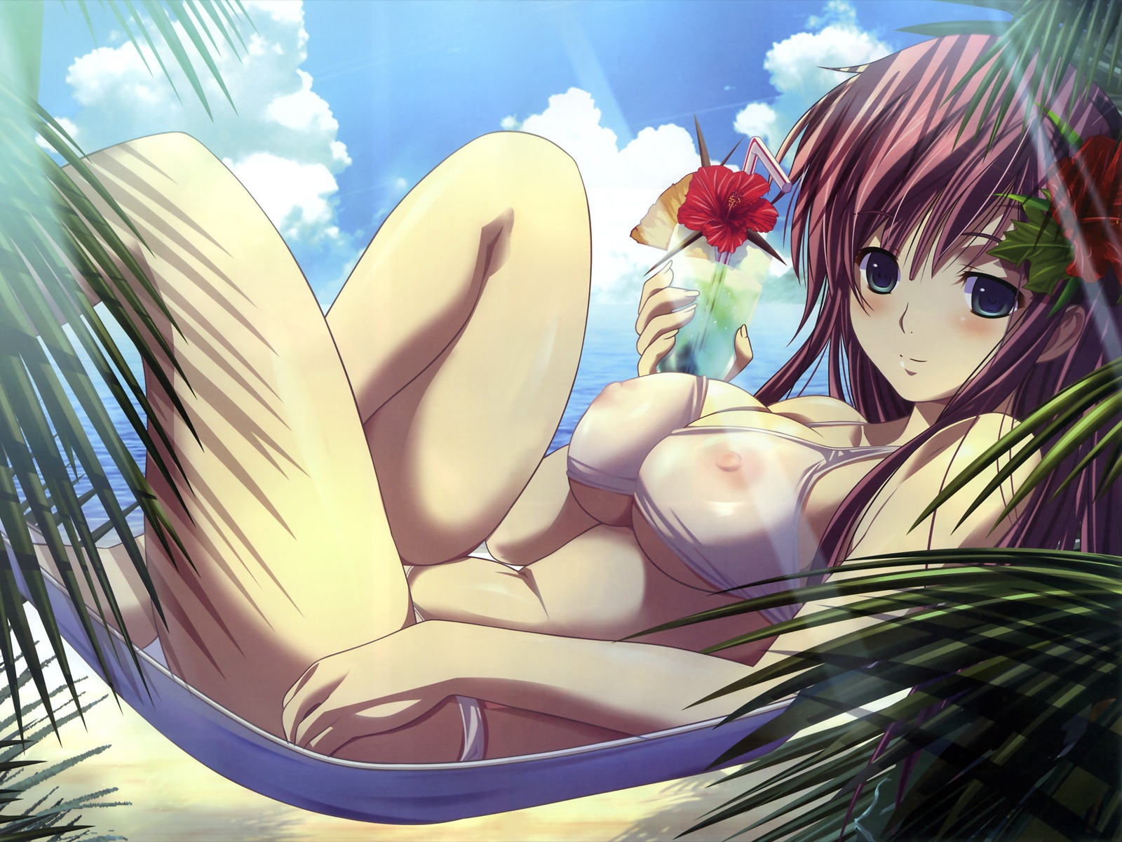 bikini breasts color erect_nipples female hammock high_res highres large_breasts m&amp;m_(mickey_and_mackey) mizugi natsukami nipples oppai rule34 solo swimsuit takasato_nanase