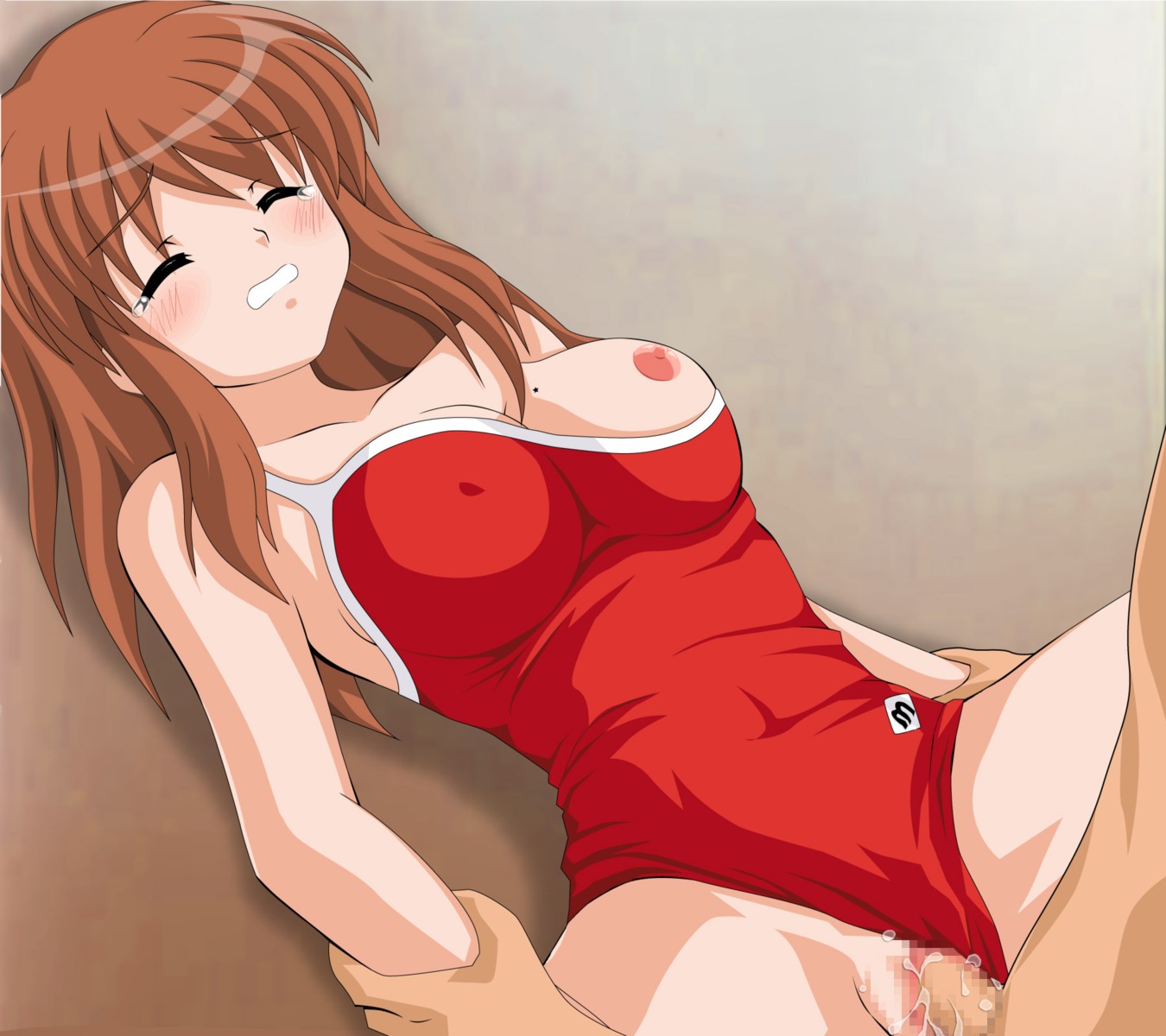 asahina_mikuru breasts censored danna female human male one-piece_swimsuit rule34 sex small_breasts straight suzumiya_haruhi_no_yuuutsu swimsuit tagme