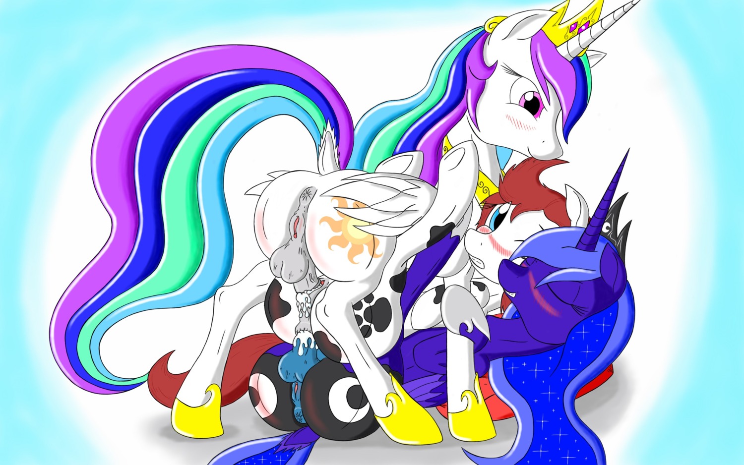 16:10 balls crossgender e621 equid equine erection fan_character feathered_wings feathers female feral friendship_is_magic genitals group gynomorph hasbro herm herm_feral hi_res horn intersex intersex_feral mammal my_little_pony mythological_creature mythological_equine mythology navanastra nude penis princess_celestia_(mlp) princess_luna_(mlp) vulva widescreen winged_unicorn wings