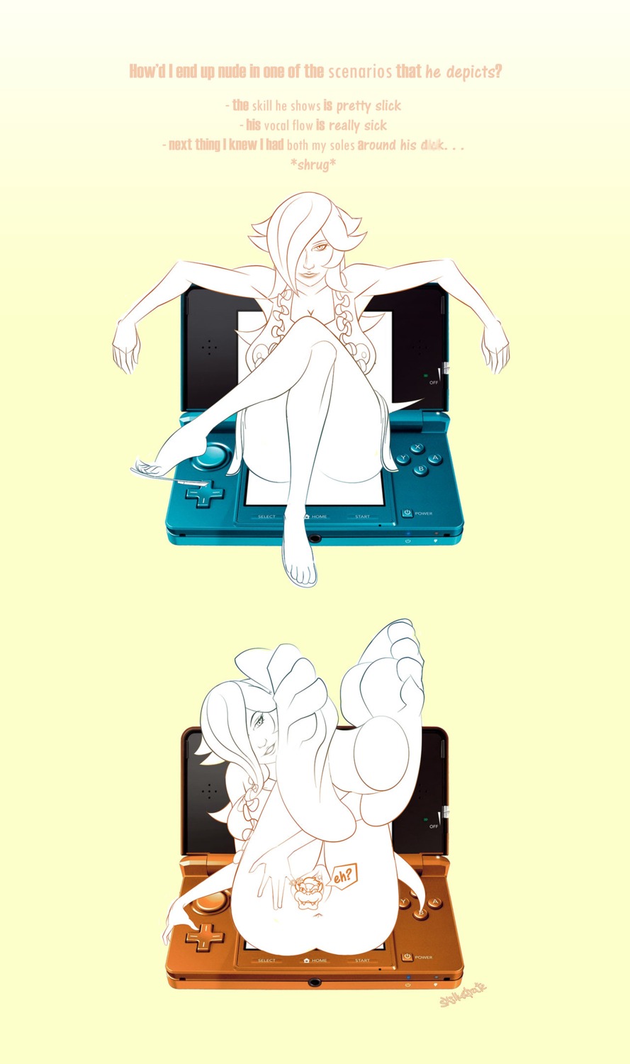 anus areolae bowser clitoral_hood clitoris female human mario_(series) multiple_images nintendo nintendo_3ds nipples princess_rosalina pussy rule34 skillustrate vagina