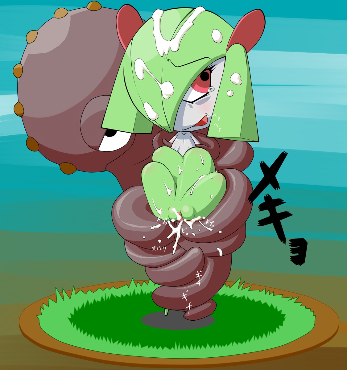 a- clitoris cum_on_hair female hair_over_one_eye japanese_text kirlia octillery onomatopoeia plump_labia plump_vulva pokemon pokemon_(species) pokemon_gsc pokemon_rse puffy_pussy pussy red_eyes rule34 stomach_bulge tentacle vaginal_penetration