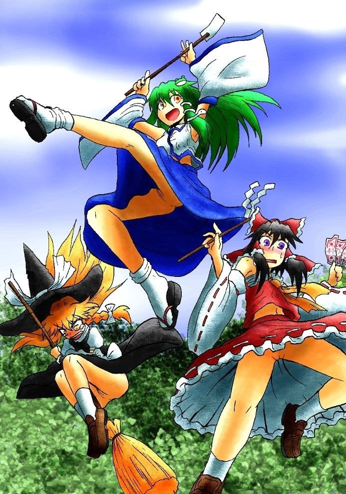 female marisa_kirisame reimu_hakurei rule34 sanae_kochiya tagme touhou