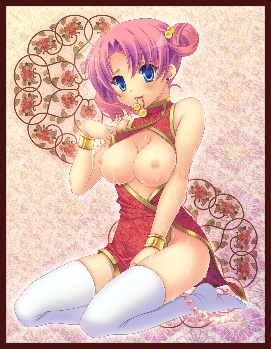 1girls bare_shoulders blue_eyes blush bracelet breasts bukkake china_dress chinese_clothes cum cum_on_arms cum_on_body cum_on_breasts cum_on_chest cum_on_legs cum_on_lower_body cum_on_upper_body female female_only final_fantasy final_fantasy_five final_fantasy_v hair_bun highres human jewelry lenna_charlotte_tycoon mouth_hold nipples panties panties_down panty_pull pink_hair pink_panties rule34 short_hair sitting solo sweat thighhighs underwear white_legwear white_thighhighs yumegi_(pixiv37237)