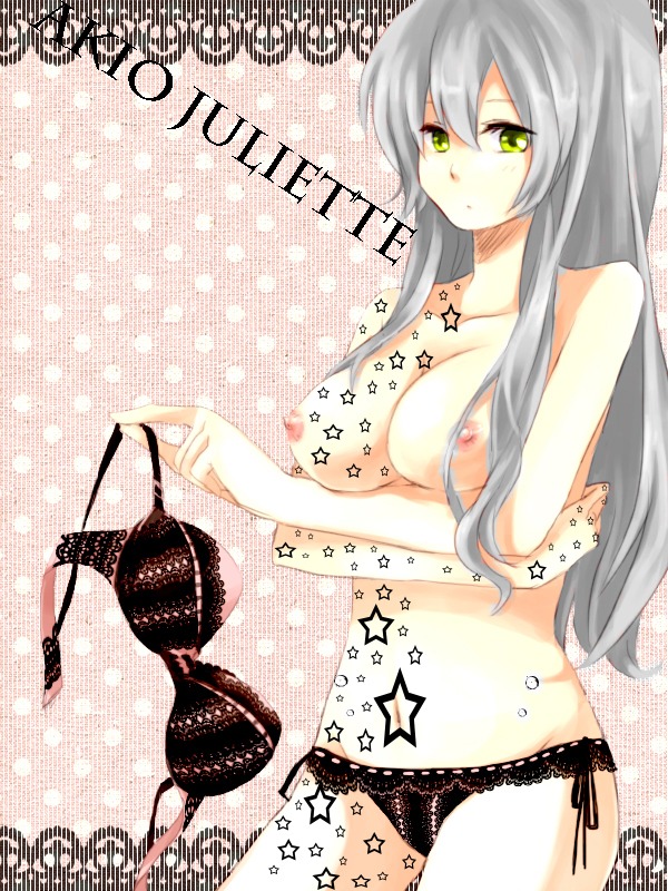1girls body_marking bra breasts clothing color exposed_breasts eyes female female_only grey_hair hair long_hair open_eyes panties rule34 solo tattoo topless yellow_eyes