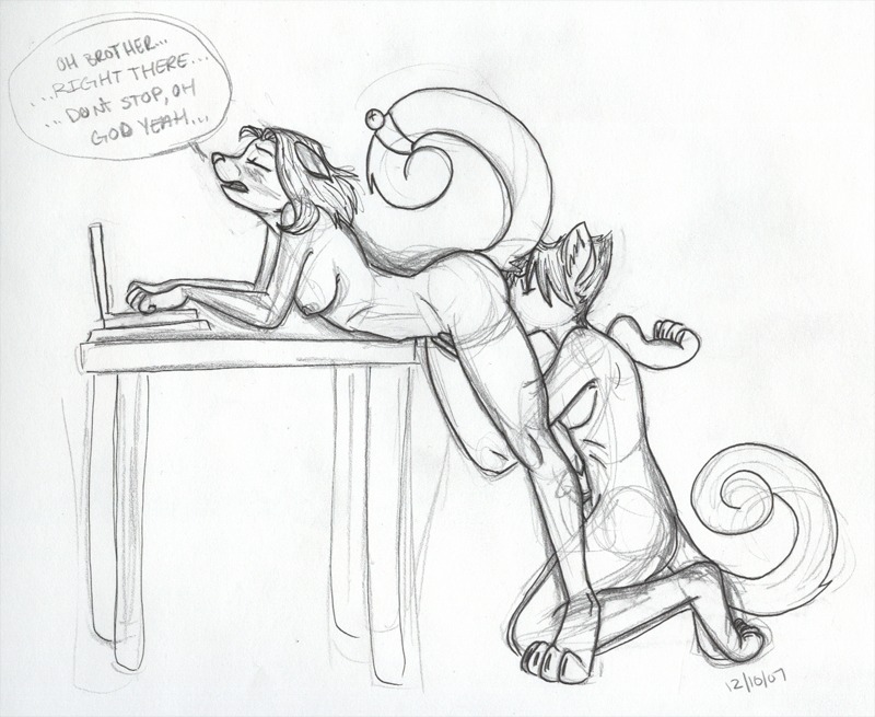 anthro anthro_on_anthro bell bent_over black_and_white blush brother_(lore) brother_and_sister_(lore) computer duo e621 electronics eyes_closed felid female furniture incest_(lore) kneeling laptop male male/female mammal monochrome on_table oral rachel1987 raised_tail sex sibling_(lore) side_view sister_(lore) sketch table tail