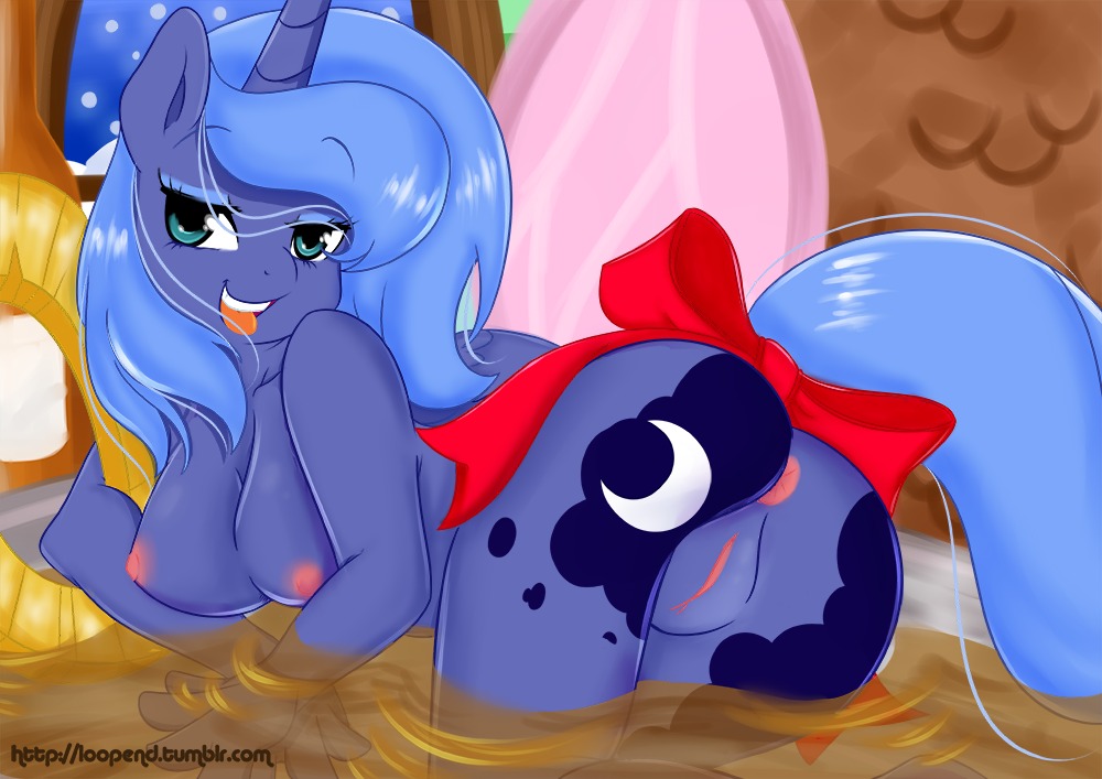 2013 anthro anthrofied anus biped blue_body blue_eyes blue_feathers blue_fur blue_hair breasts butt cutie_mark e621 equid equine feathered_wings feathers female friendship_is_magic fur genitals hair hasbro horn inside long_hair loopend mammal my_little_pony mythological_creature mythological_equine mythology nipples open_mouth princess_luna_(mlp) solo tongue vulva winged_unicorn wings
