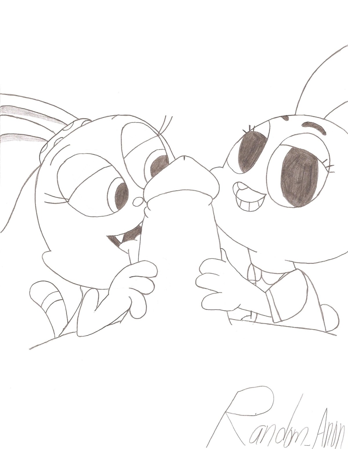 1boy 2girls anais_watterson anthro cartoon_network chowder erect_penis erection female first_person_view furry genitals lagomorph licking licking_penis looking_at_genitalia looking_at_penis looking_at_viewer male no_panties panini penis pov rabbit random_anon rule34 sketch smaller_female the_amazing_world_of_gumball young