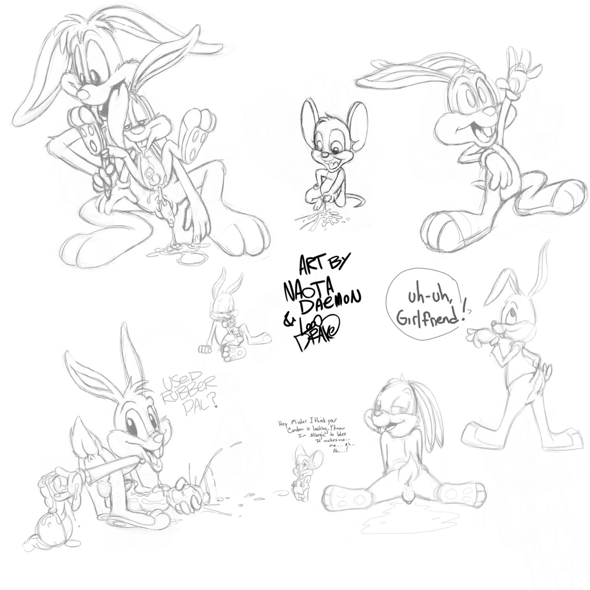 anthro buster_bunny fur furry looqdrake male male_only mammal rabbit rule34 sneezer tagme tiny_toon_adventures