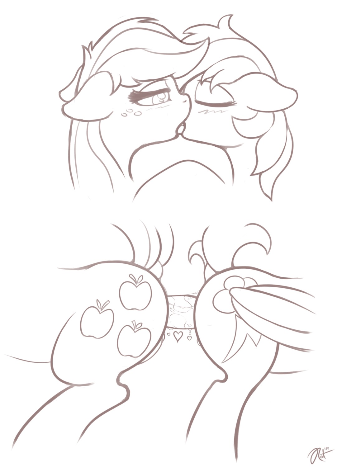 2014 applejack_(mlp) digital_drawing_(artwork) digital_media_(artwork) dildo double_dildo duo e621 earth_pony equid equine eyes_closed feathered_wings feathers female female/female feral french_kissing friendship_is_magic hair hasbro heart_symbol hi_res horse kissing mammal monochrome my_little_pony mythological_creature mythological_equine mythology pegasus penetration pony rainbow_dash_(mlp) ratofdrawn sex sex_toy vaginal wings