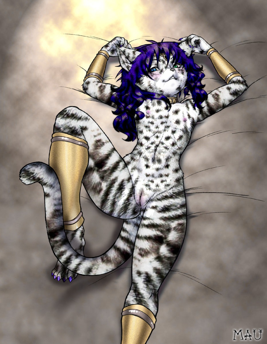 adolescent alternate_color anthro biped blue_eyes blush breasts canid canine clitoris color_edit colored digital_media_(artwork) domestic_cat dr_comet e621 egyptian felid feline felis female flat_chested fox fur genitals grandfathered_content green_eyes hair heterochromia hi_res krystal_(star_fox) loli long_hair lying mammal nintendo purple_hair shopped solo star_fox stripes tail third-party_edit vulva white_body white_fur young young_anthro young_female