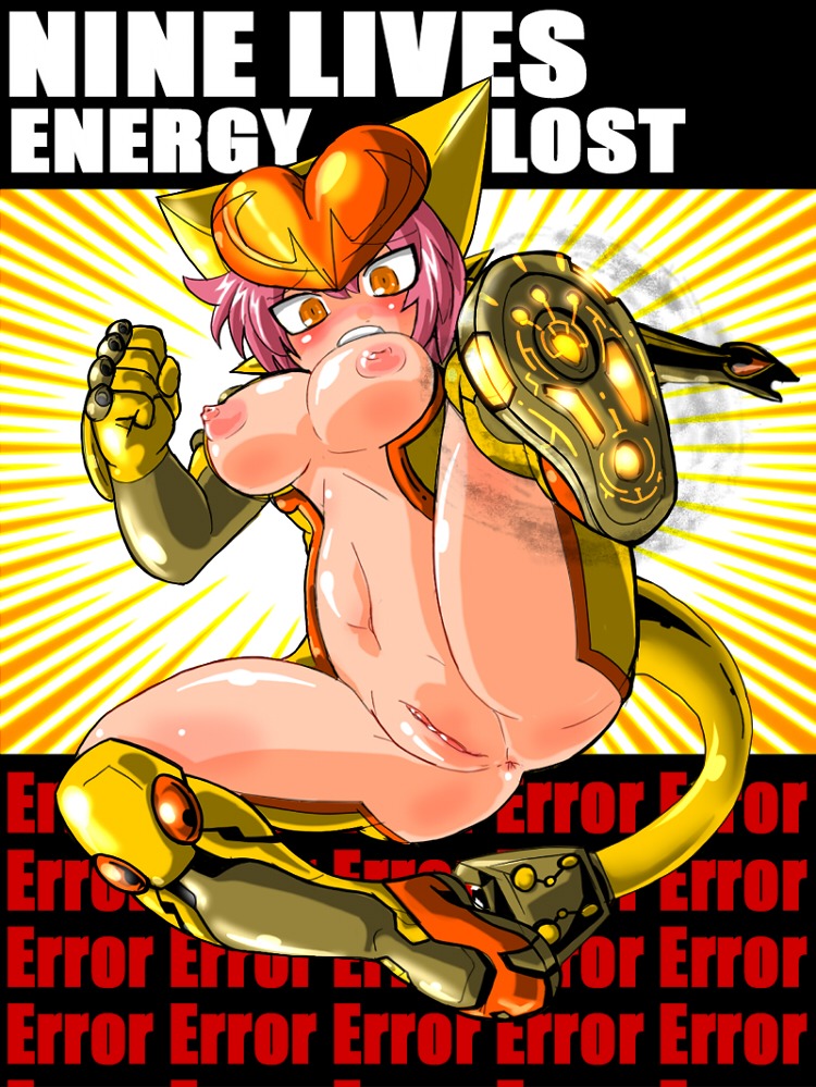 1girls anus armor ass beige_skin blush breasts color english_text exposed_breasts eyes female female_focus female_only front_view hair helmet looking_at_viewer marimo_(ankokumarimo) mouth nipples open_eyes open_mouth orange_eyes pink_hair pussy rule34 skin solo tail text uncensored vulva