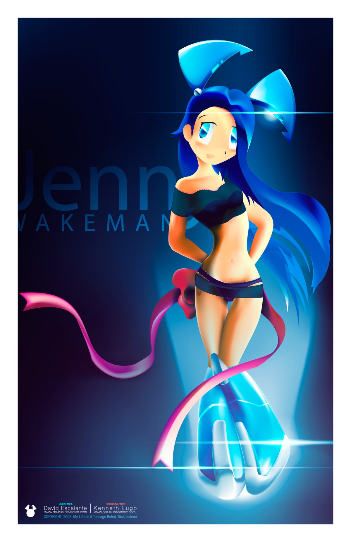 1girls blue_hair character_name clothing davirus exo-suit female female_only front_view humanized jenny_wakeman jenny_wakeman_(exo-skin) my_life_as_a_teenage_robot pale_skin personification rule34 smooth_skin solo standing tagme teenager