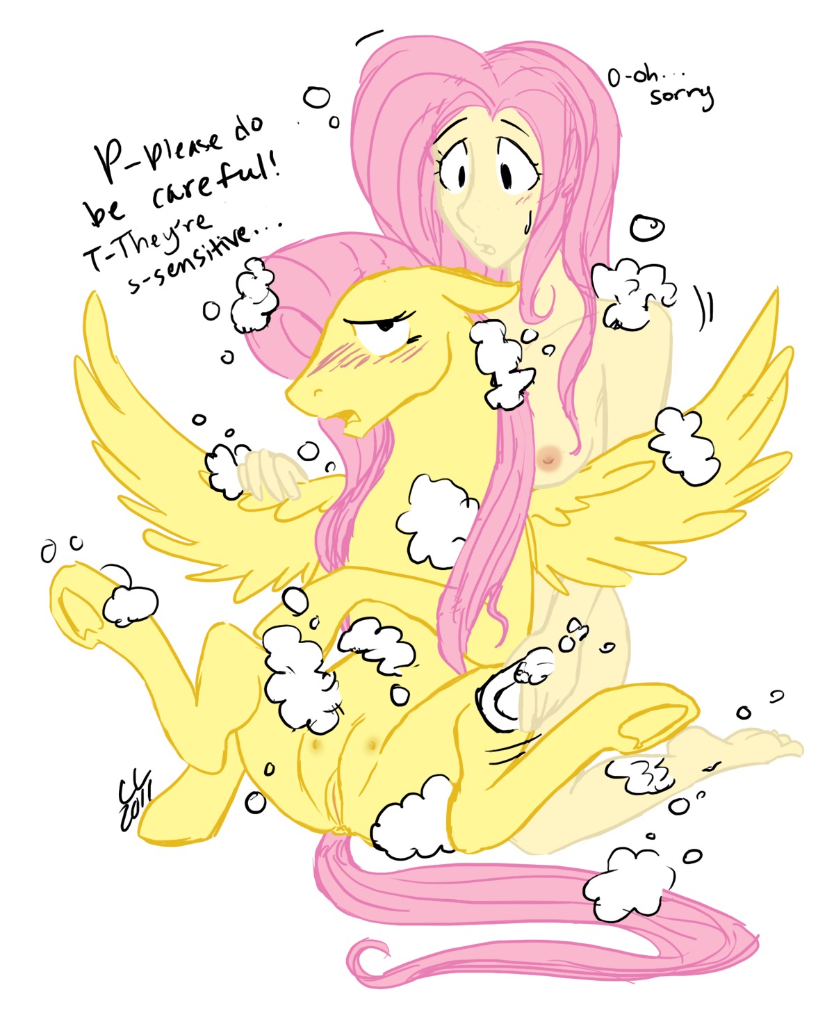 cartoonlion female fluttershy_(eg) fluttershy_(mlp) friendship_is_magic humanized my_little_pony rule34 smooth_skin tagme