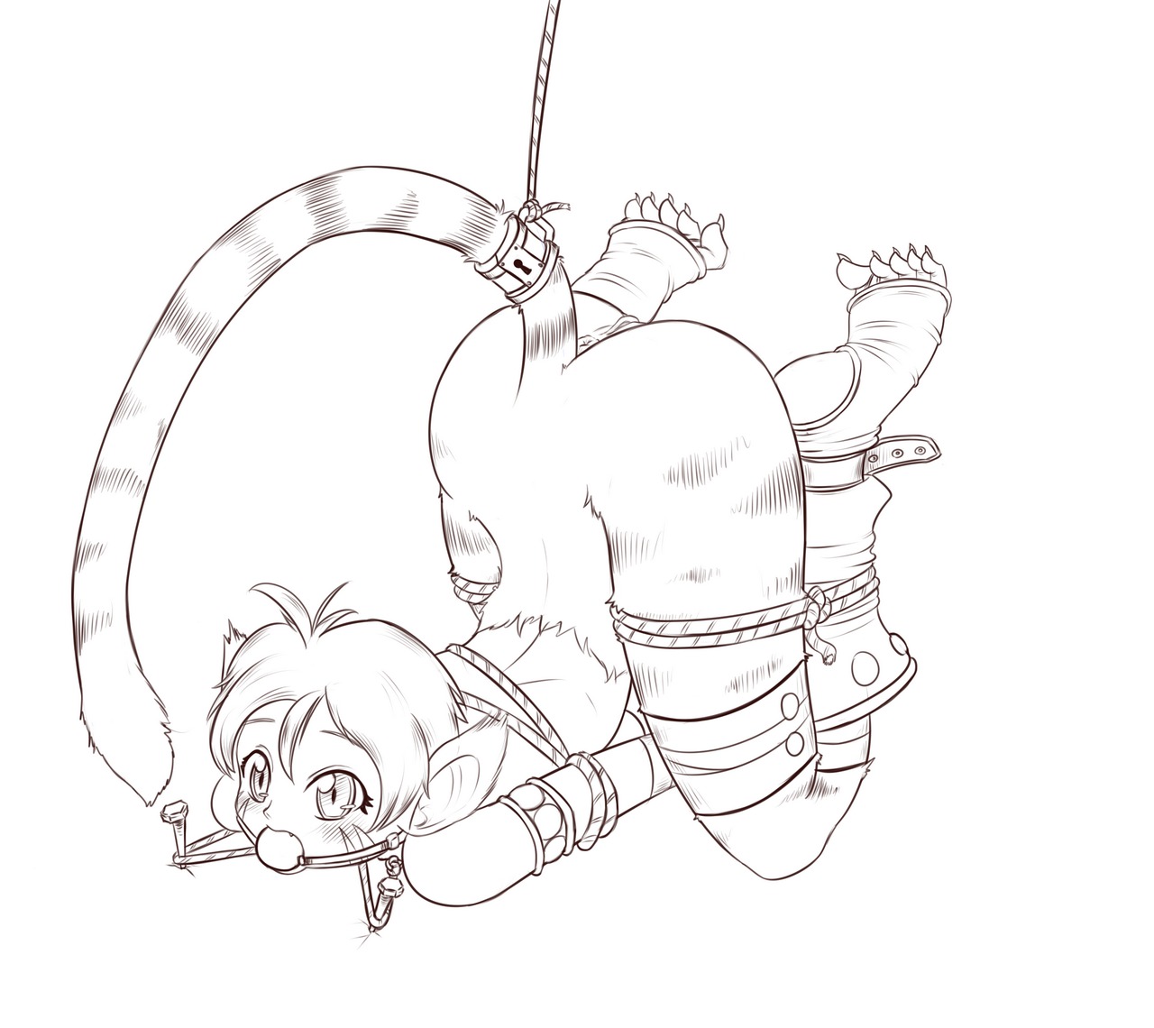 animal_humanoid anus armlet ass_up ball_gag basketgardevoir bdsm biped blush bondage boots bound breath_of_fire brown_and_white butt capcom clothing digital_drawing_(artwork) digital_media_(artwork) e621 ear_tuft felid felid_humanoid female footwear frogtied front_view full-length_portrait fur gag gagged genitals hair humanoid katt_(breath_of_fire) legs_tied legwear line_art lying mammal mammal_humanoid markings monochrome nude on_front pantherine pantherine_humanoid portrait rope shoes side_view simple_background socks solo stirrup_socks submissive submissive_female tail tail_bondage tail_tied three-quarter_view tied_down tiger_humanoid tuft uncolored_clothing vulva whisker_markings white_background