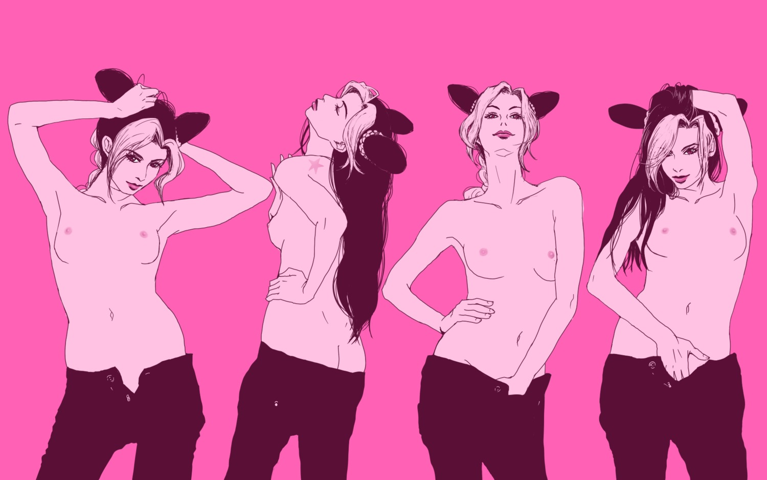 4girls armpits female female_only jojo's_bizarre_adventure jolyne_kujo pink_theme rule34 sexy_armpits shunshin stone_ocean tagme toned toned_female