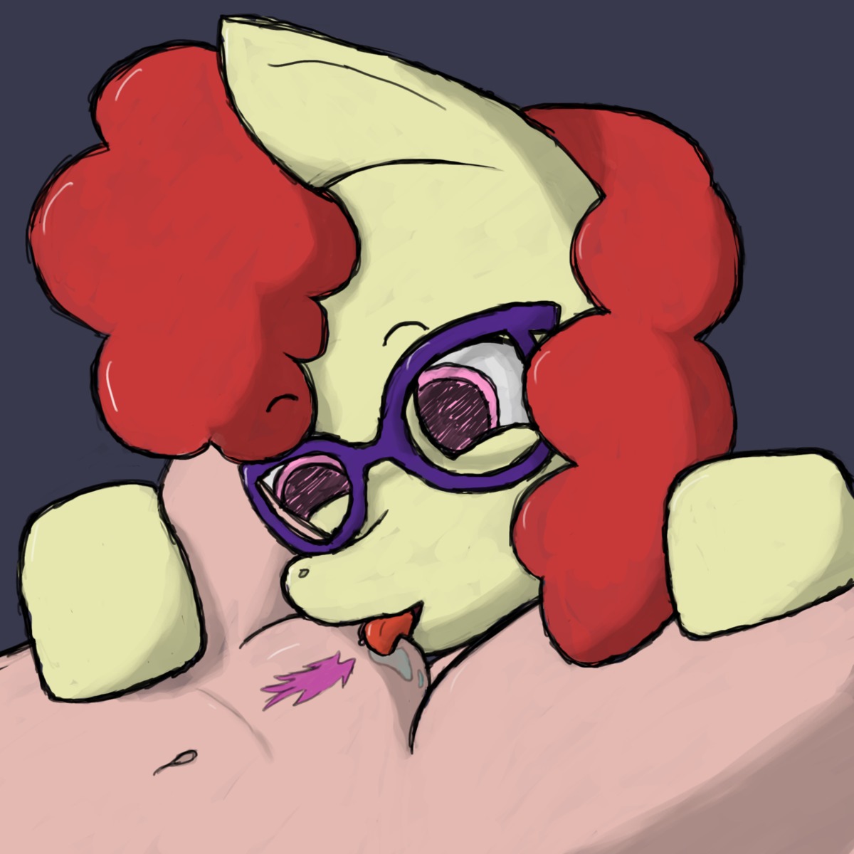 2girls color cunnilingus female female_only friendship_is_magic furry furry_only glasses head_out_of_frame multiple_females multiple_girls my_little_pony oral pink_eyes pubic_hair red_hair rule34 straight_hair twist_(mlp) yuri