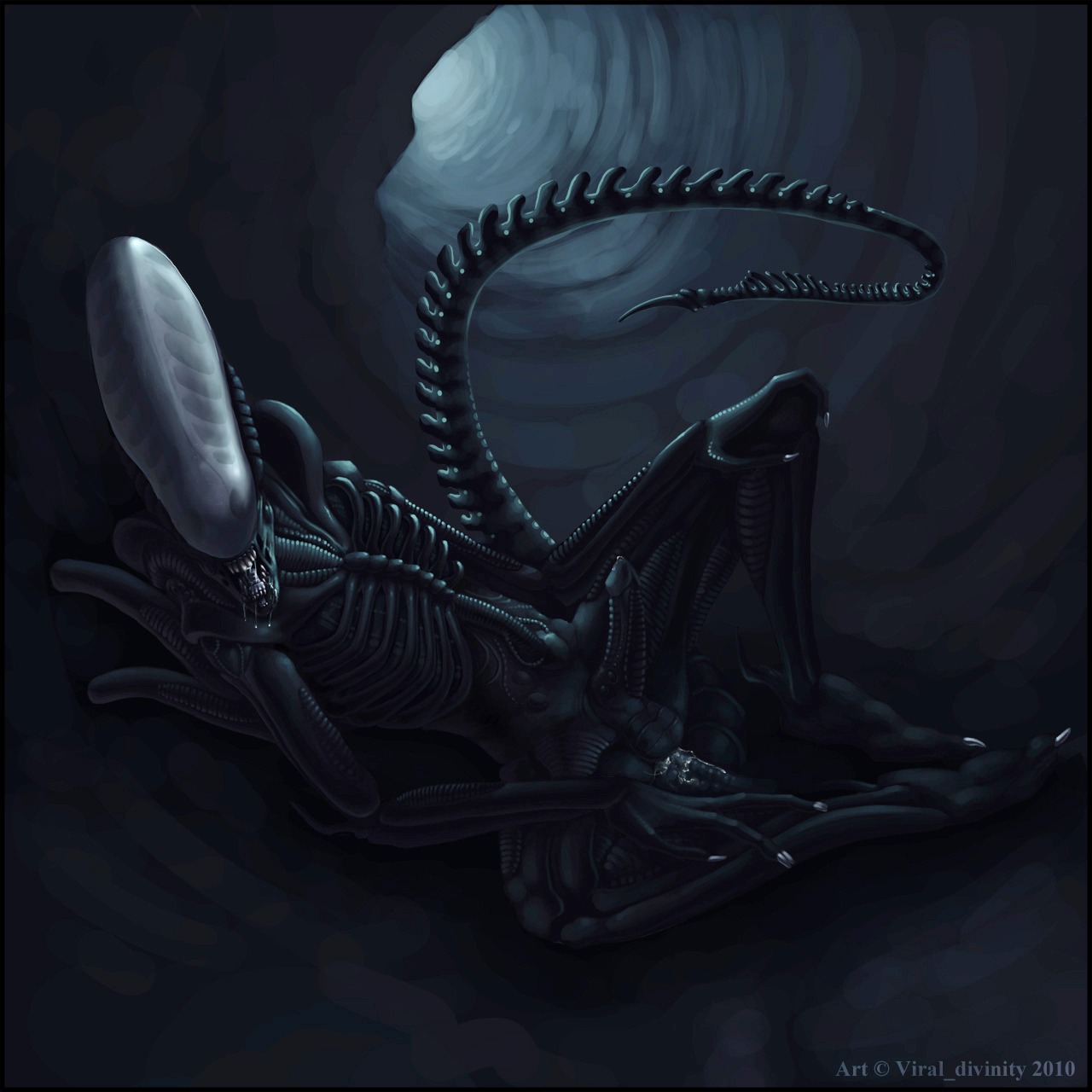 1boy 2010 alien_(franchise) anal anal_sex balls cave cum dark dildo erection looking_at_viewer male male_only male_xenomorph on_back penetration penis precum rule34 saliva sex_toy solo viral_divinity xenolugia150 xenomorph