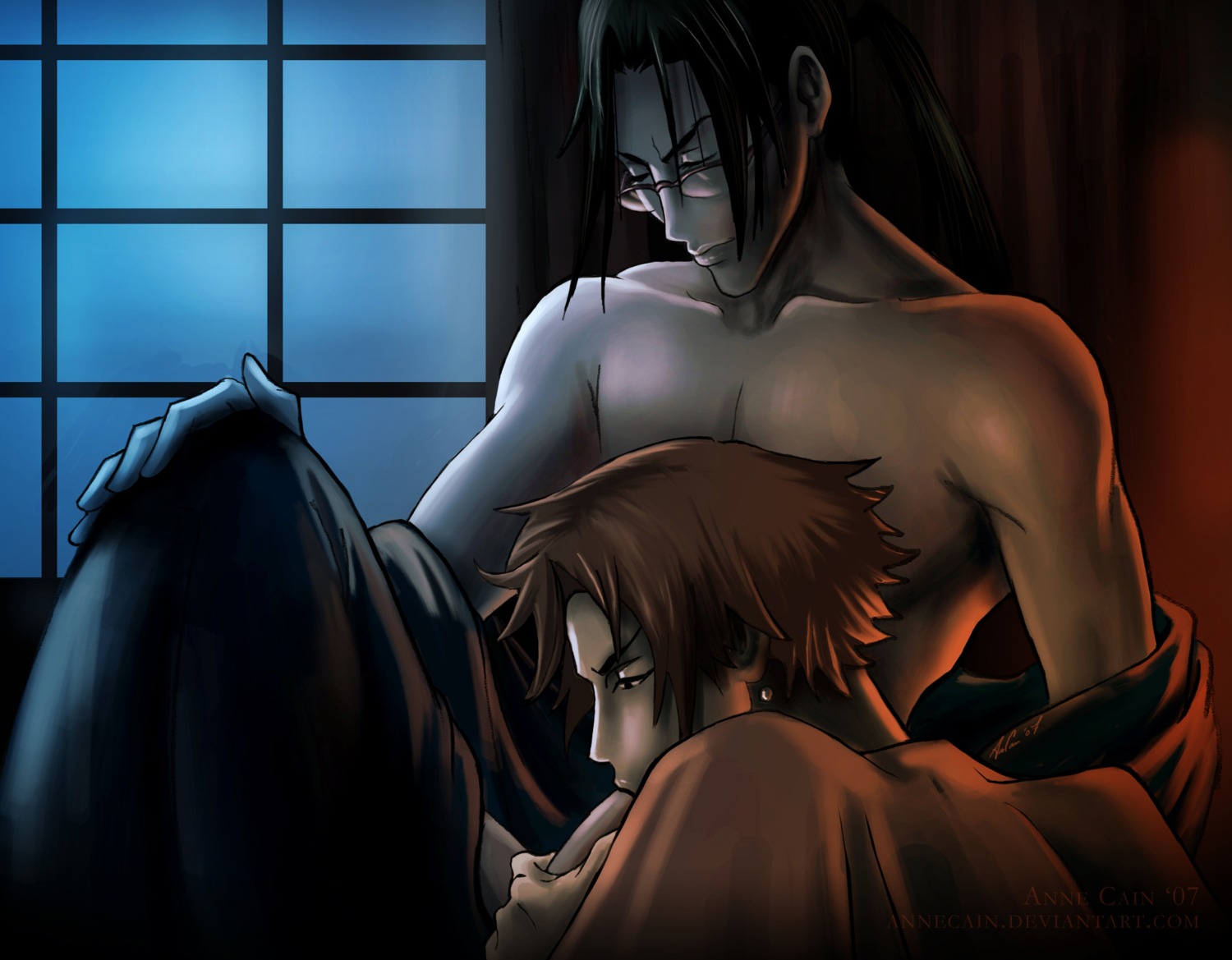 closed_eyes fellatio jin_(samurai_champloo) male male_only mugen_(samurai_champloo) multiple_males penis rule34 samurai_champloo tagme yaoi