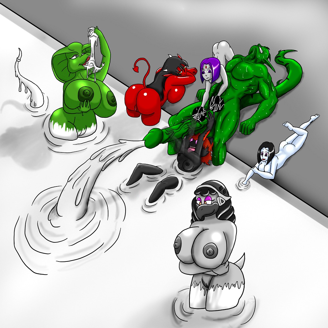 ass black_hair breasts cum cum_bath cum_fountain cum_pool dc dc_comics devil devil_horns devil_tail erect_penis female hammer_bros. huge_breasts huge_cock lady_silver large_breasts long_hair male mario_(series) medium_breasts navel nintendo nipples nude partially_submerged penis purple_hair pussy rachel_roth raven_(dc) red_hair rule34 short_hair straight_hair teen_titans thegeckodemon