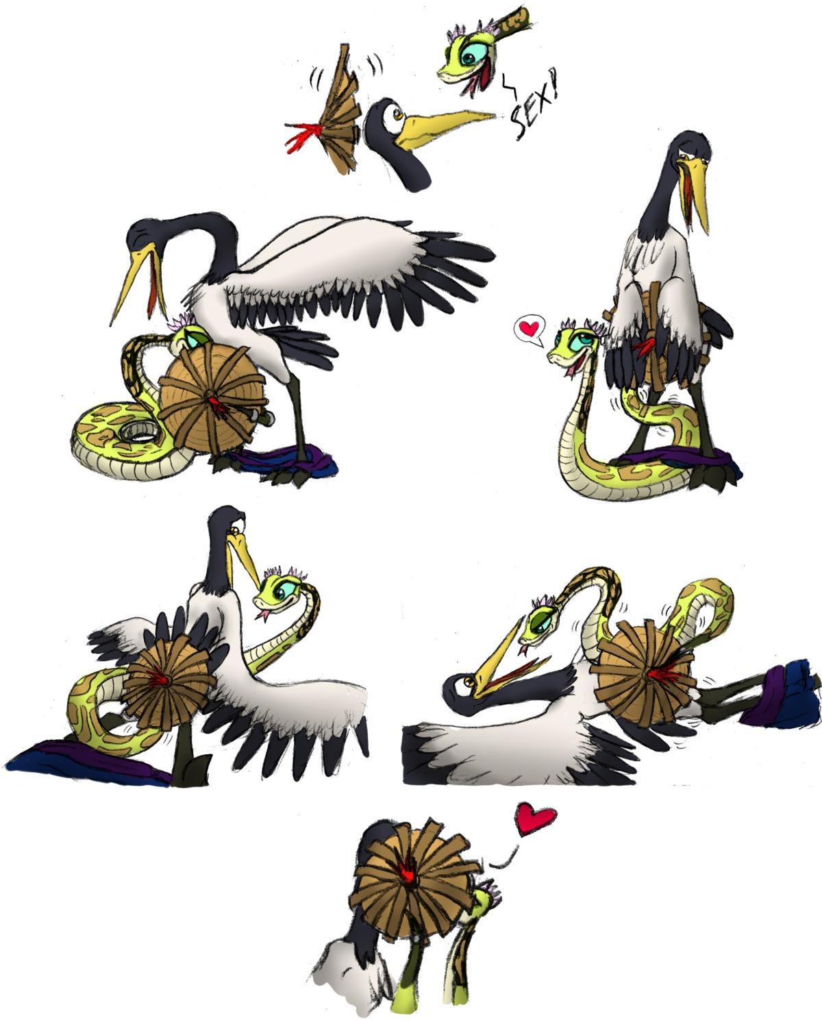 2015 4_toes absurd_res ambiguous_penetration anisodactyl avian bassybefuddle beak bird black-necked_crane censored clothing conditional_dnp convenient_censorship crane_(bird) dialogue dreamworks duo e621 english_text feet fellatio female feral feral_on_feral gruiform grus_(genus) hat headgear headwear heart_symbol hi_res interspecies kung_fu_panda male male/female master_crane master_viper multiple_positions obscured_fellatio obscured_oral obscured_sex oral penetration penile reptile scalie sex simple_background snake text toes viper white_background