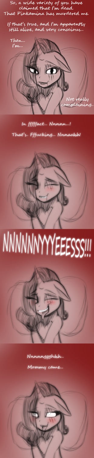 comic dialogue digital_drawing_(artwork) digital_media_(artwork) e621 english_text equid equine female friendship_is_magic hasbro heart_symbol hi_res horn jrvanesbroek lil_miss_rarity_(mlp_fanfiction) long_image mammal masturbation my_little_pony mythological_creature mythological_equine mythology orgasm rarity_(mlp) scar solo tall_image text unicorn