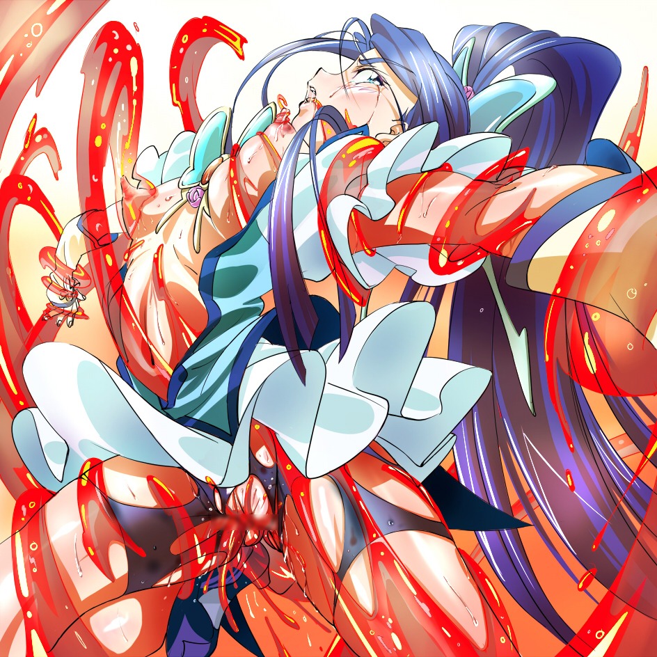 artist_request blur_censor breasts censored clothing cure_aqua female lactation magical_girl minazuki_karen precure pretty_cure rule34 shorts small_breasts tagme tentacle torn_clothes yes!_precure_5