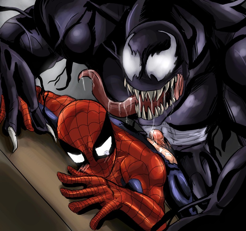 2boys bodysuit erection from_behind gay human humanoid_penis imminent_sex male male_only marvel marvel_comics multiple_males penis peter_parker rule34 smooth_skin spider-man spider-man_(series) tagme venom venom_(marvel) yaoi