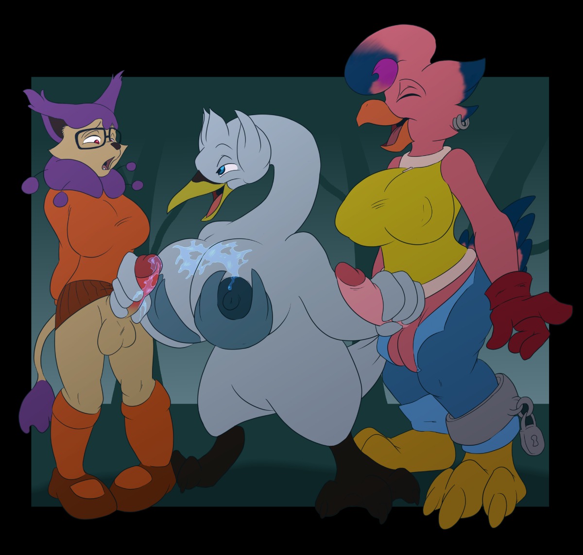 1girls 2futas anthro anthro_only areolae balls balls_under_clothes biyomon bloodoodles bottomless_skirt breasts cosplay crossover delcatty dickgirl digimon erect_nipples erection erection_under_clothes erection_under_skirt female female_on_futa furry futa_with_futa futanari hanna-barbera huge_breasts intersex nipple_bulge nipples penis penis_out penis_under_clothes penis_under_skirt pokemon rule34 scooby-doo skirt skirt_lift sora_takenouchi_(cosplay) swanna testicles velma_dinkley_(cosplay)