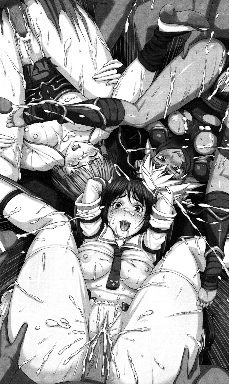 breasts cum cum_in_pussy cum_inside female highres orgy pantyhose pussy reiji_mai rule34 spread_legs vaginal_penetration