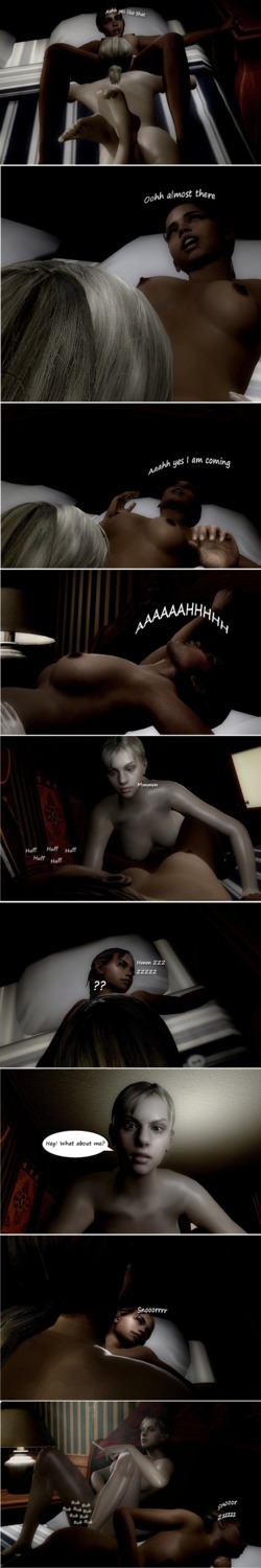 2girls 3d bed blonde_hair breasts cigarette comic dark-skinned_female dark_skin female female_only garry's_mod human human_female human_only interracial interracial_yuri jill_valentine jill_valentine_(blonde) jill_valentine_(julia_voth) lying lying_on_back lying_on_bed nipples nude nude_female on_back on_bed rastifan resident_evil resident_evil_5 rule34 sheva_alomar smoking yuri