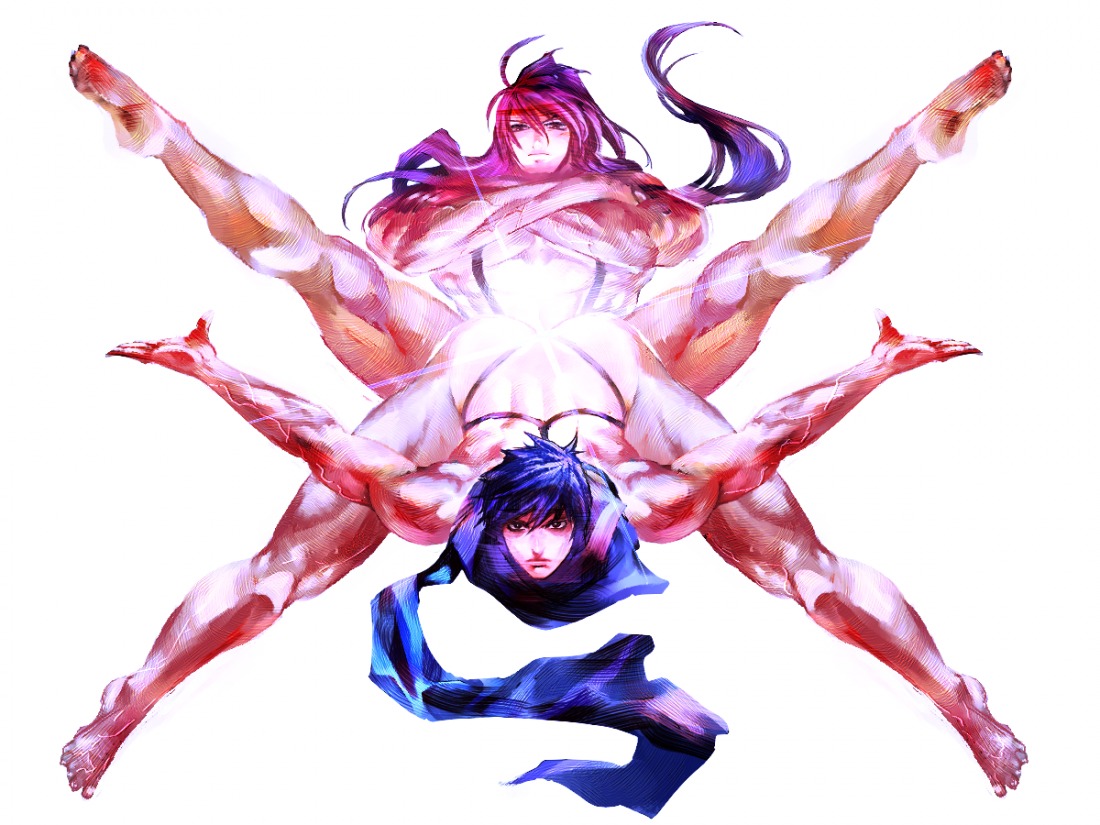 awkward_pose bara blue_hair fabulous futaba_channel gakupo_kamui glowing high_resolution homex kaito kaito_(vocaloid) long_hair male male_only masculine_male muscles pose purple_hair rule34 scarf sex vocaloid what yaoi