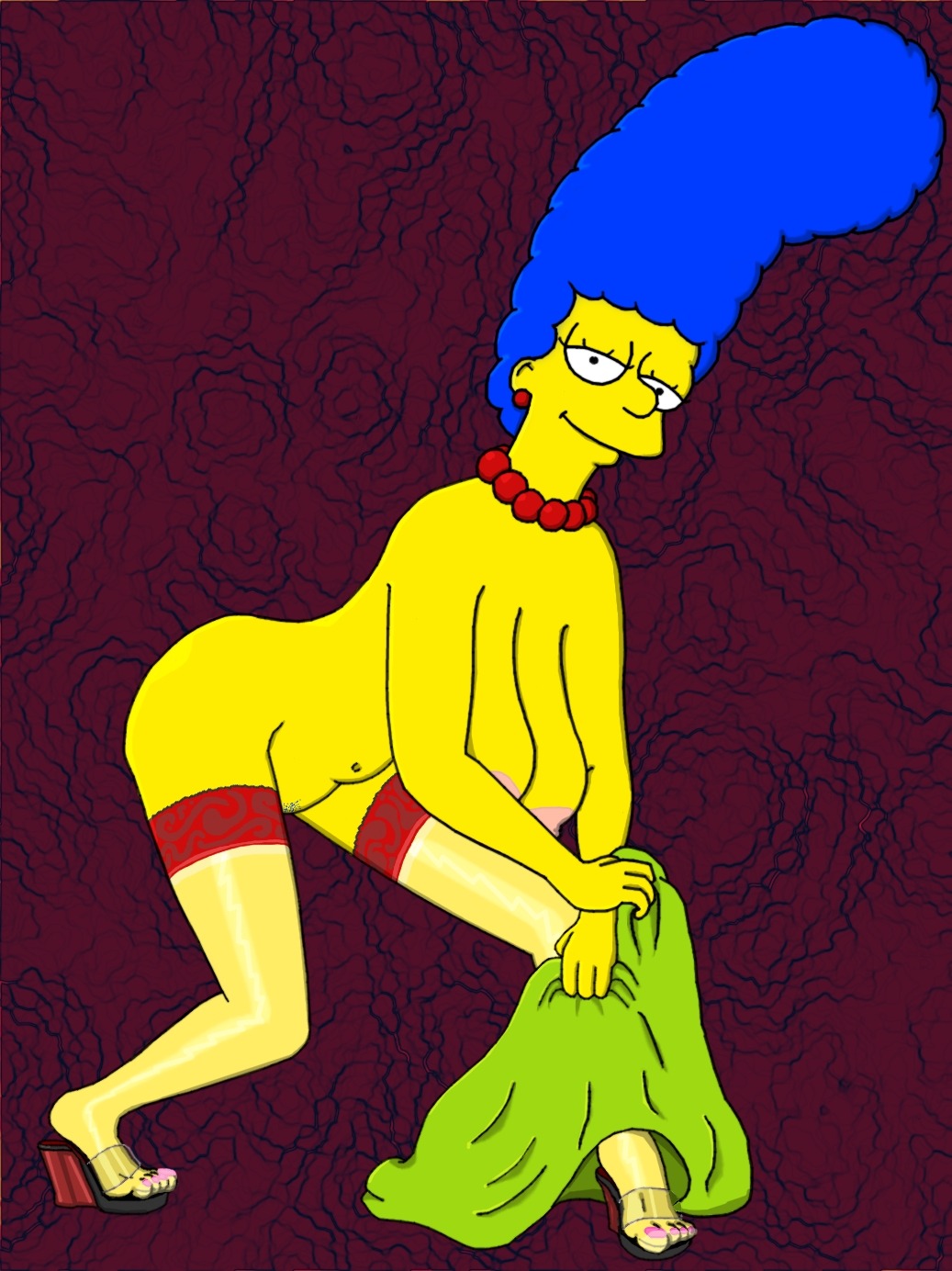 20th_century_studios accurate_art_style breasts clothing color female female_only high_heels human marge_simpson nipples nude rule34 solo tagme the_simpsons waspcock wedge_heels yellow_body yellow_skin