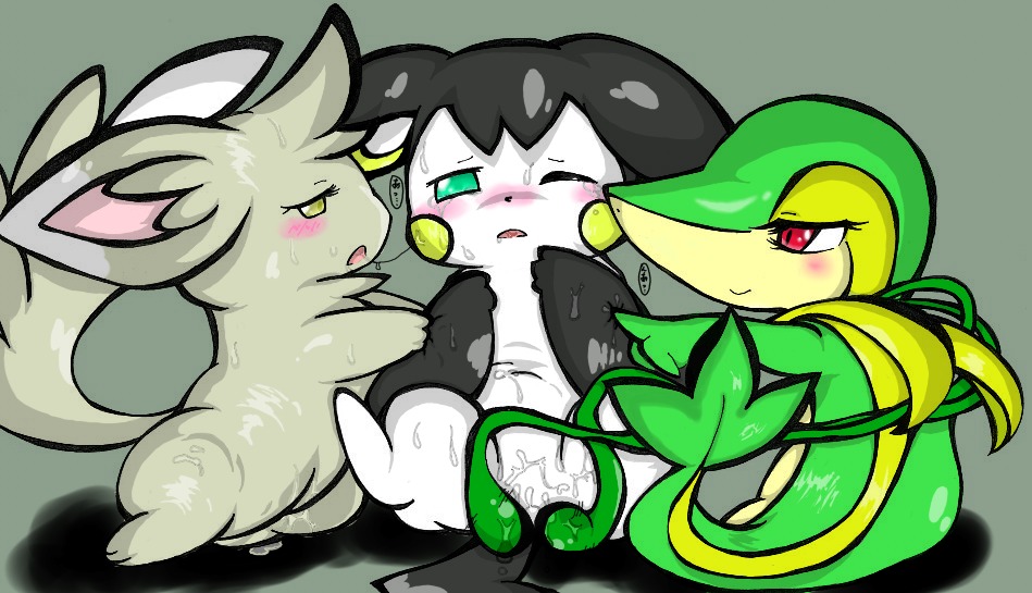 color emolga female female_only feral fur interspecies minccino multiple_females multiple_girls nude pokemon pokemon_(species) pokemon_bw pussy pussy_juice rule34 sitting snivy tagme wink yuri