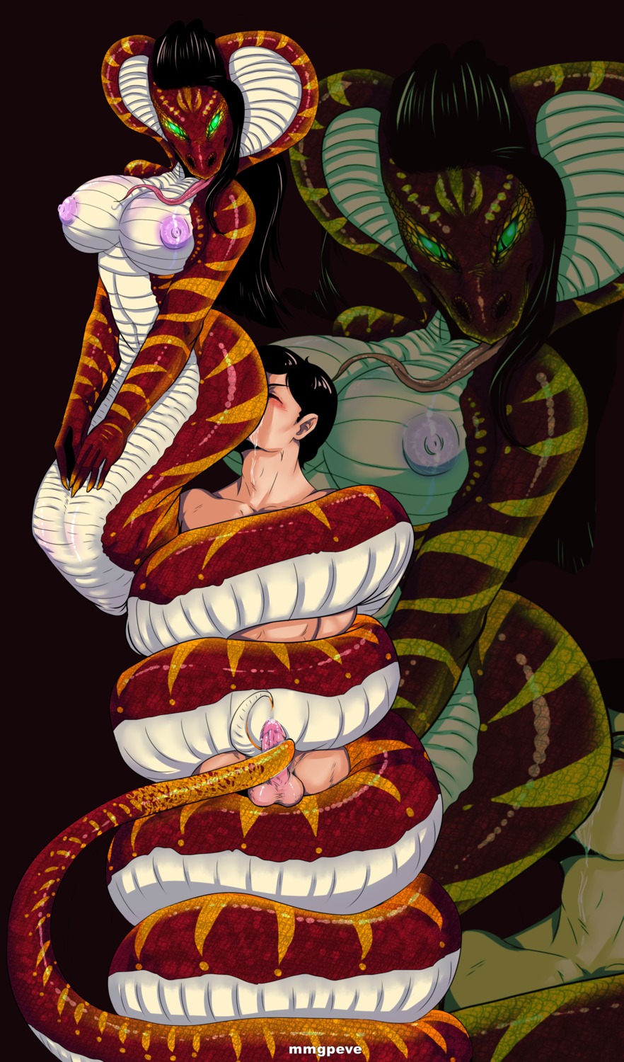 2014 absurd_res anthro big_breasts black_hair blush breasts cobra coiling dominant dominant_female duo e621 erection eyes_closed female genitals glowing glowing_eyes green_eyes hair hi_res human human_on_anthro humanoid_genitalia humanoid_penis interspecies long_tongue looking_down male male/female mammal mmgpeve_(artist) nala_(solidness) nipples non-mammal_breasts non-mammal_nipples nude penis prehensile_tail pupils purple_nipples red_body red_scales reptile restrained scales scalie sex short_story slit_pupils snake snake_hood story story_in_description submissive submissive_male tail tail_around_penis tail_fetish tail_play tail_sex tailjob tongue tongue_out zoom_layer