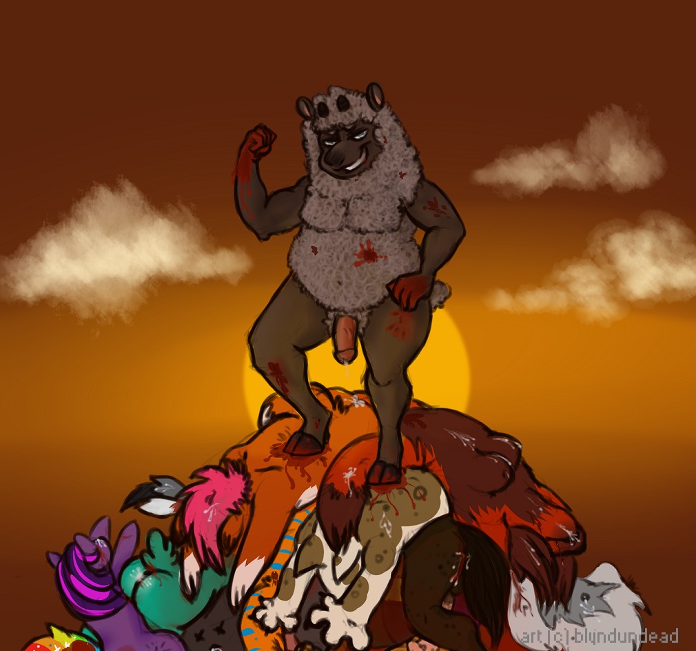 anthro blood blyndundead bodily_fluids bovid canid canine canis caprine corpse cum death domestic_dog domestic_sheep e621 equid equine female female_death fist fur genital_fluids genitals gore grey_body grey_fur group hair half-erect hasbro horse humanoid_genitalia humanoid_penis male mammal multiple_deaths my_little_pony nude penis pink_hair raised_arm raised_fist raised_hand sheep solo_focus sunset violence why wool_(fur) x_eyes