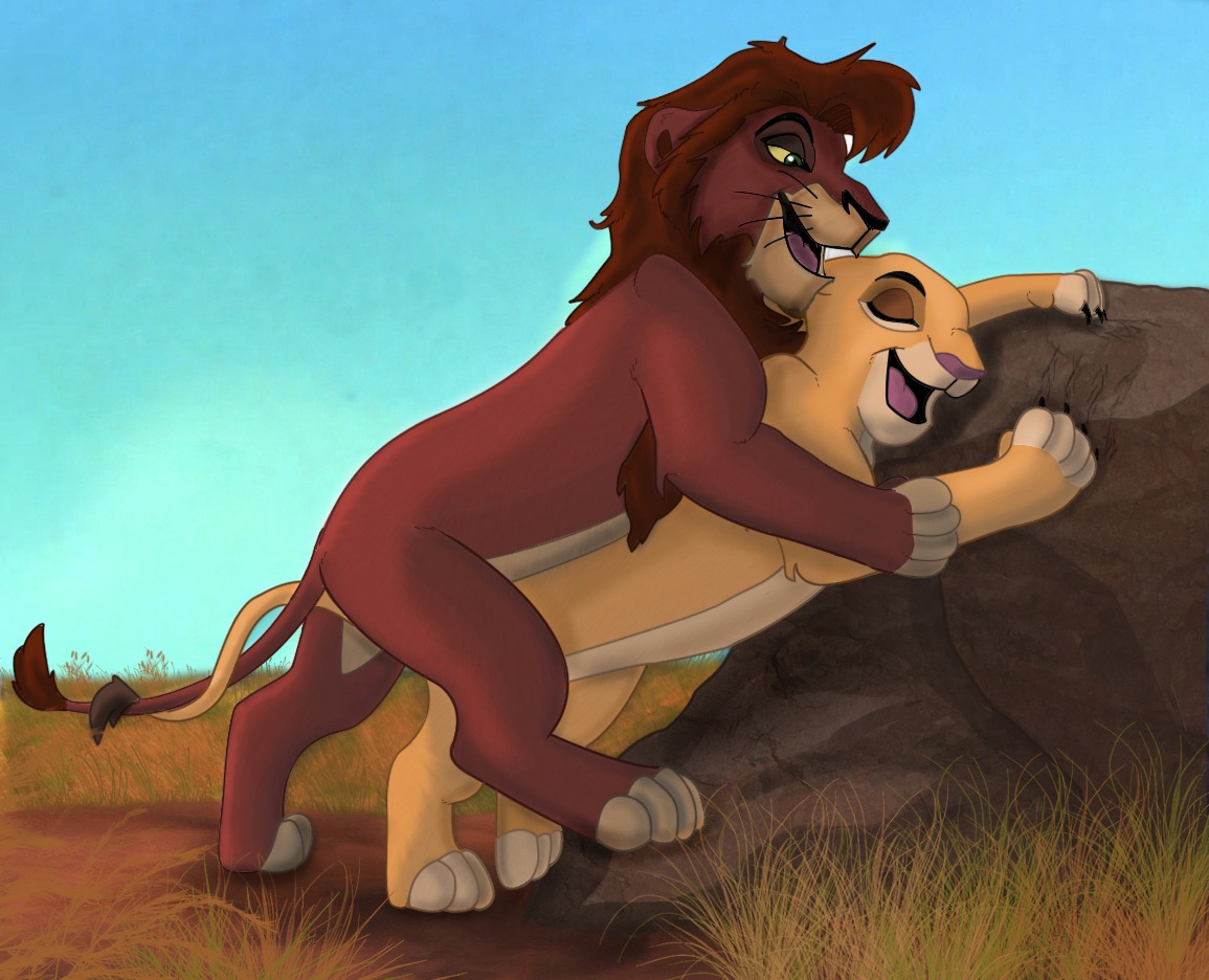 all_fours canon_couple disney doggystyle duo e621 eyes_closed felid female feral feral_on_feral from_behind_position half-closed_eyes kiara_(the_lion_king) kovu_(the_lion_king) lion male male/female mammal narrowed_eyes open_mouth outside pantherine rock sex side_view tail tail_wraps the_lion_king tongue unknown_artist wraps