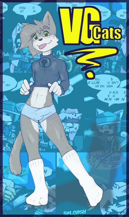 anthro black_nose boy_shorts bulge challen clothed clothing clothing_lift countershading domestic_cat e621 felid feline felis femboy footwear fur grey_body grey_fur legwear leo_(vg_cats) male mammal midriff shirt shirt_lift socks solo tail teasing tongue tongue_out topwear underwear vg_cats white_body white_fur