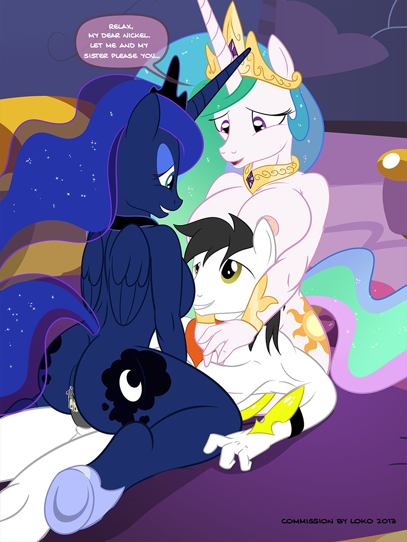 2013 3:4 age_difference anthro anthrofied anus big_breasts blue_body blue_eyes blue_feathers blue_fur bodily_fluids breasts brown_hair butt canon_x_oc cowgirl_position crown cutie_mark dialogue digital_media_(artwork) e621 el-loko english_text equid equine erection ethereal_hair eyeshadow fan_character feathered_wings feathers female female_on_top ffm ffm_threesome friendship_is_magic from_behind_position from_front_position fur genital_fluids genitals group group_sex hair hand_on_chest hasbro headgear horn indirect_incest_(lore) inside jewelry kneeling looking_down looking_up lying makeup male male/female male_on_bottom male_penetrating mammal multicolored_hair my_little_pony mythological_creature mythological_equine mythology necklace nipples nude on_back on_bottom on_top open_mouth penetration penis princess princess_celestia_(mlp) princess_luna_(mlp) pseudo_hair purple_eyes royalty sex sibling_(lore) side_boob sister_(lore) sisters_(lore) smile straddling teeth text threesome tiara tongue trio unicorn vaginal vaginal_fluids vaginal_penetration vulva white_body white_fur winged_unicorn wings yellow_eyes