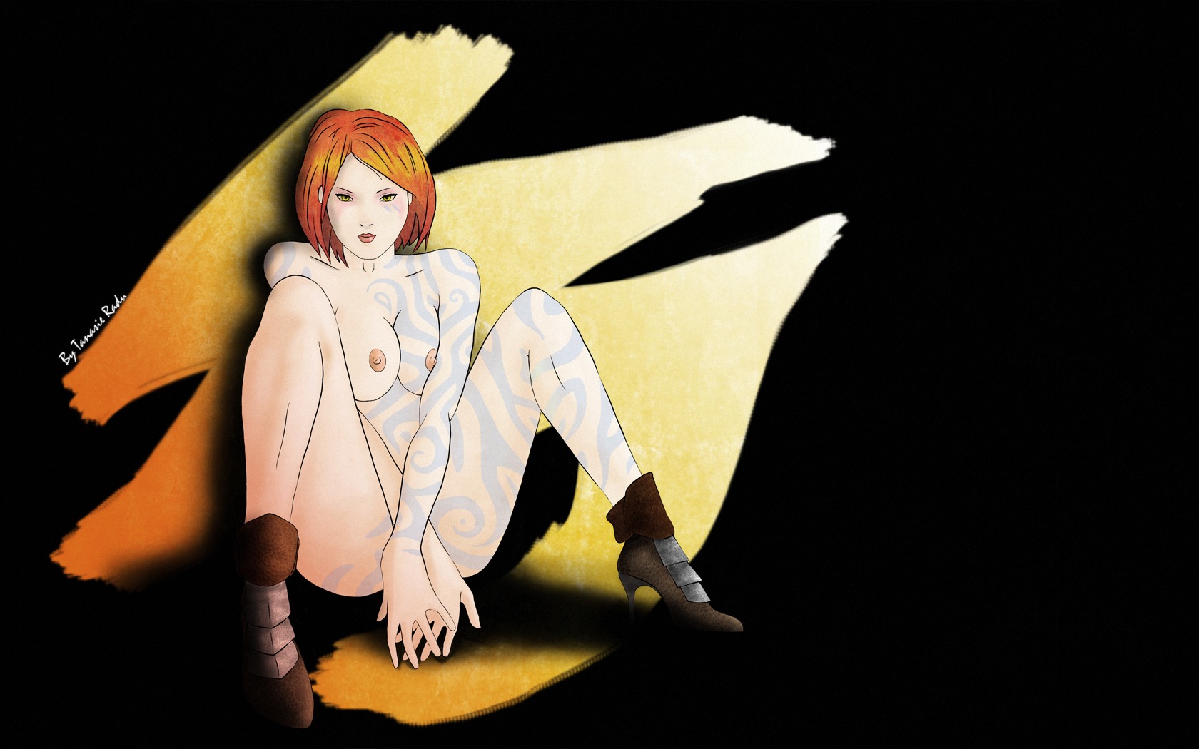 1girls ass body_markings borderlands breasts female female_only lilith_(borderlands) nipples no_artist no_source orange_eyes red_hair redhead rule34 siren_(borderlands) siren_markings tagme tattoo
