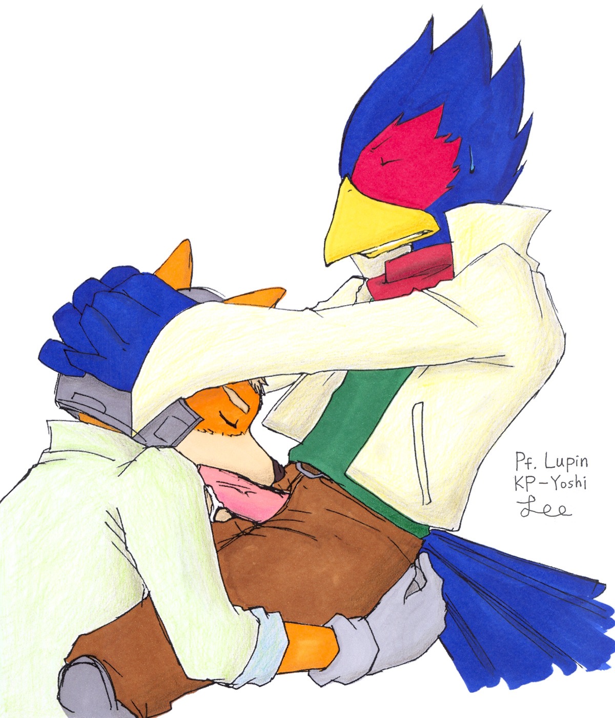 anthro avian bird blue_feathers canine color duo falco_lombardi feathers fellatio fox fox_mccloud fur furry furry_only gay interspecies male male_only mammal multiple_males oral oral_sex orange_fur pheasant rule34 sex star_fox yaoi