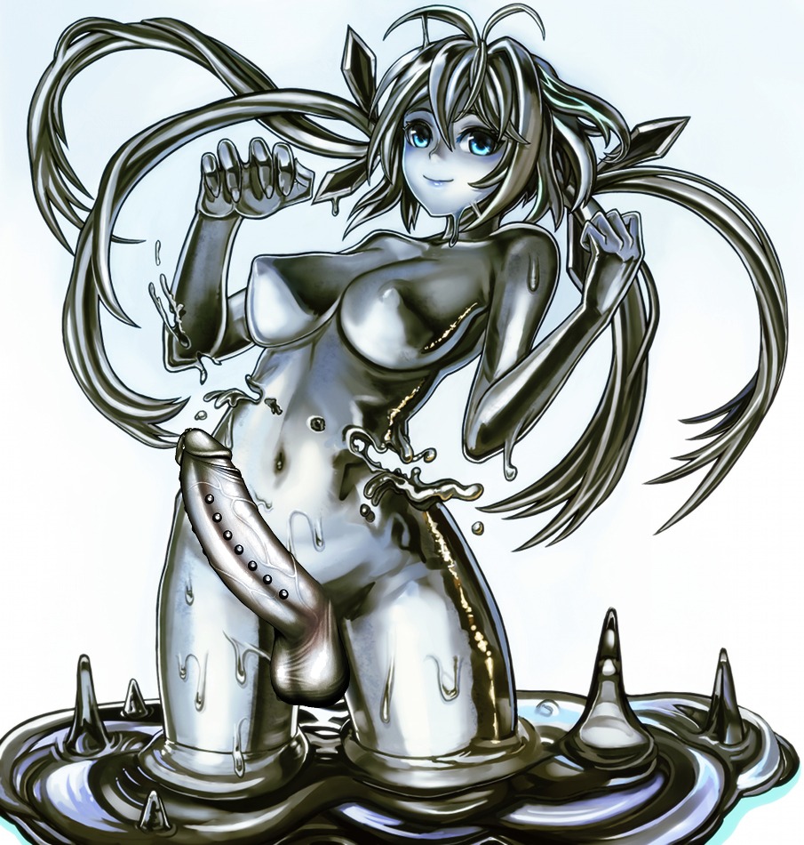 1futa balls blue blue_eyes breasts chikokuma edit elzikyuchi erection female futa_only futanari goo_girl hair_ornament intersex large_breasts long_hair metal monochrome monster_girl navel original penis photoshop piercing rule34 silver_hair simple_background solo solo_futa testicles third-party_edit twintails veiny_penis