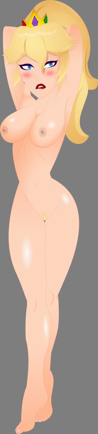 artist_request blush breasts color crown female female_only front_view human mario_(series) nintendo nipples nude princess_peach rule34 solo standing tagme transparent_background
