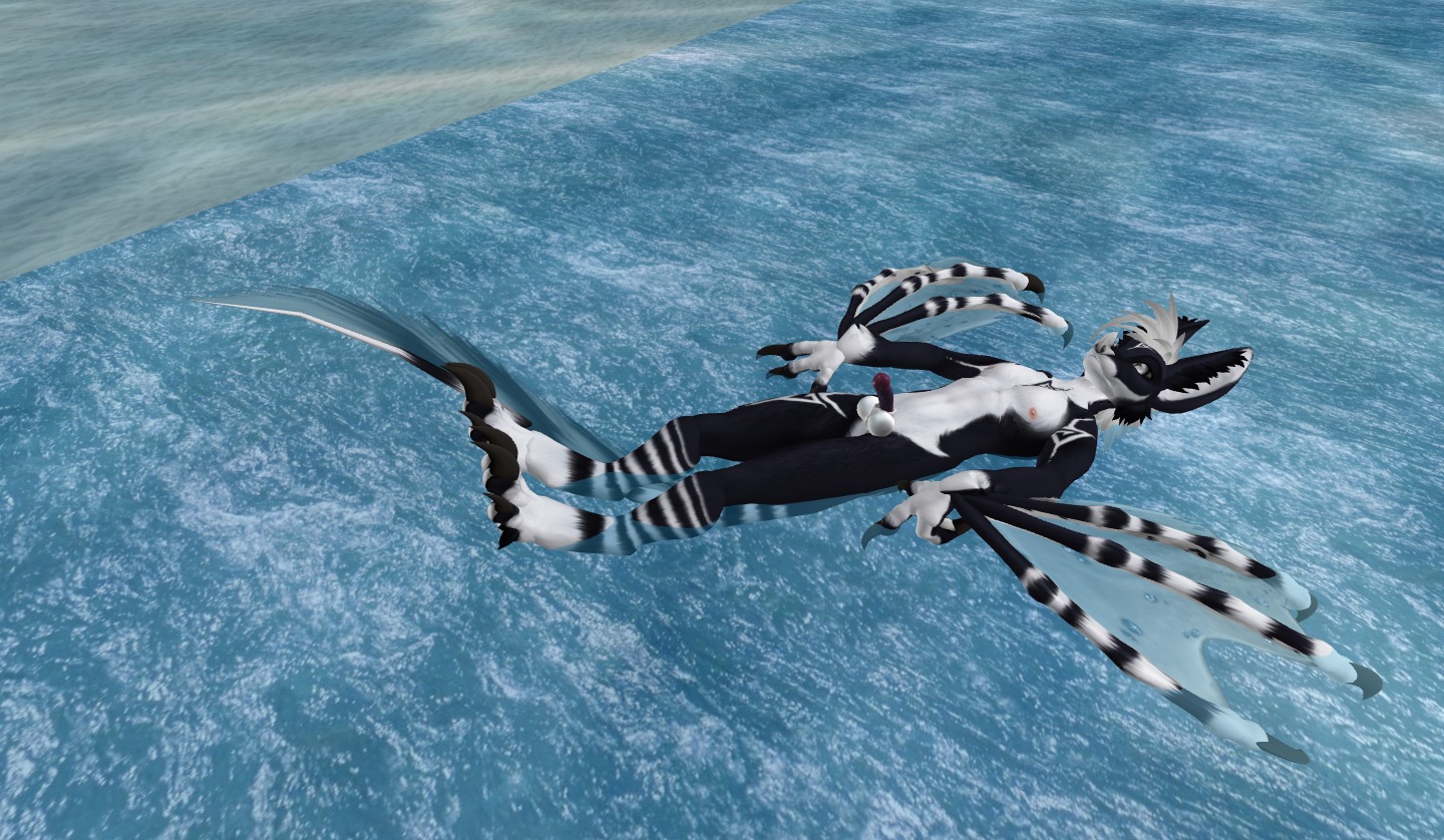 1boy 3d anthro bat dazzle_bat furry male male_only penis rule34 second_life solo water