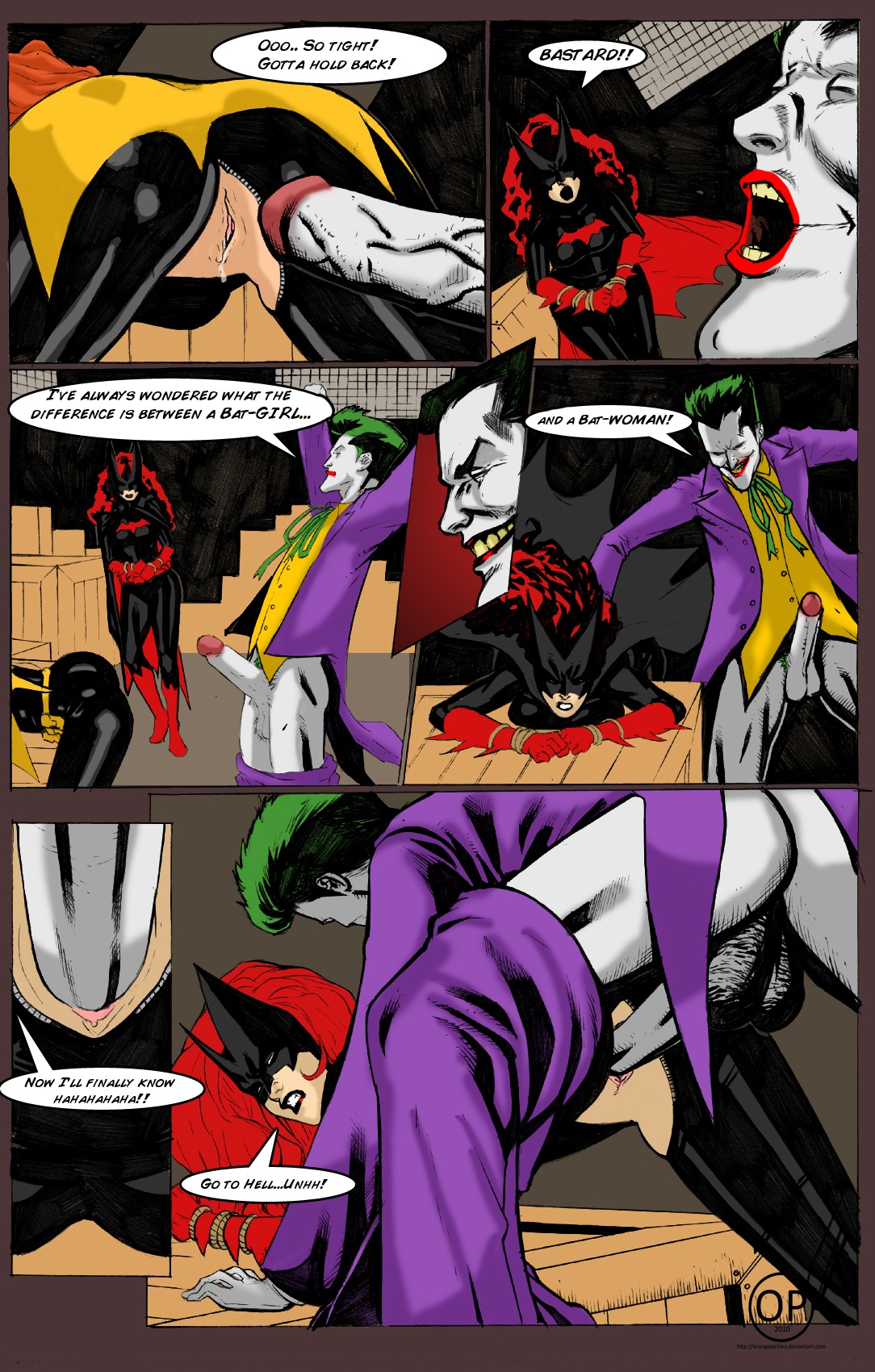 all-star_batman_and_robin barbara_gordon batgirl batman_(series) batwoman clothing comic correction dc dc_comics dialogue dimsumboy22 dirty_talk english_text female human joker kate_kane lesbian lesbian_conversion lesbian_dicked_down lesbian_with_male male orientation_play orientation_play_(lore) pubic_hair rule34 scott_jones shade shade_jones straight text
