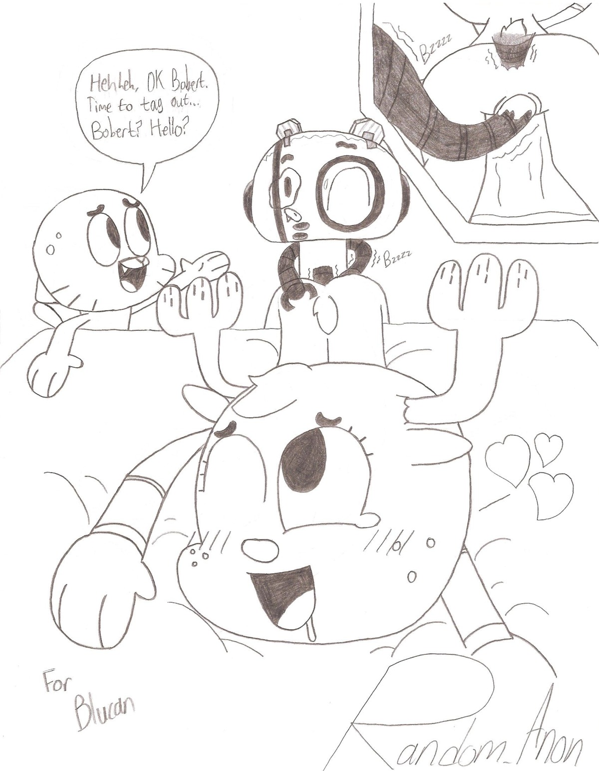 1girls 1robot 2boys anal anal_penetration anal_sex anthro ass bare_arms bare_shoulders bed blush blushing bobert_(tawog) cartoon_network cat cervine closed_eyes completely_naked completely_nude cucked_by_friend cum cum_in_ass cum_in_pussy cum_inside deer dialogue double_penetration drooling english english_dialogue english_text eyes eyes_closed feline female female_penetrated from_behind gumball_watterson heart lineart lying lying_on_bed machine male male/female male_penetrating male_penetrating_female mechanical monochrome naked naked_male netorare no_clothes no_humans no_panties no_underwear nude nude_male one_eye_closed one_eye_open open_mouth open_smile peanut penetration penis penny_fitzgerald penny_fitzgerald_(before_canon_real_form) penny_fitzgerald_(peanut) pussy random_anon robot robot_boy rule34 sex smile smiling speech_bubble straight tear tears_of_pleasure text text_box text_bubble the_amazing_world_of_gumball threesome traditional_art uncensored vagina vaginal vaginal_penetration vaginal_sex young