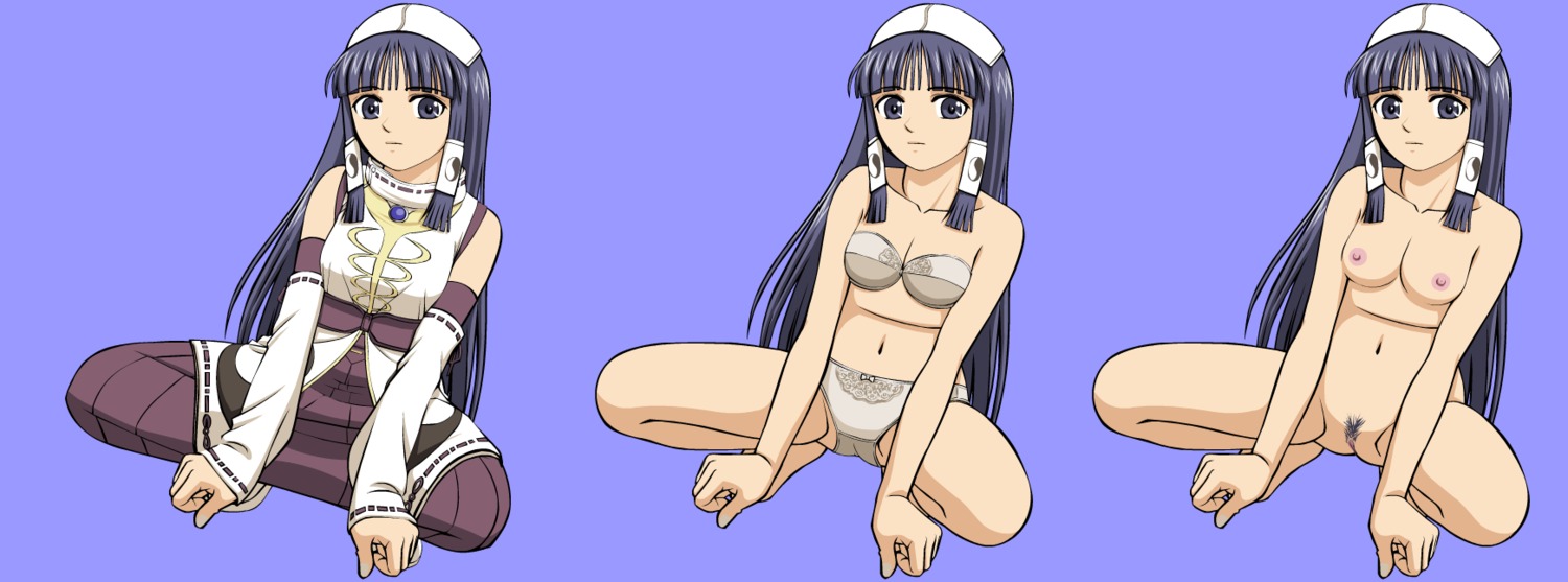 artist_request black_hair bra breasts cleric clothing female highres japanese_clothes lingerie long_hair miko nude panties pubic_hair pussy rule34 ryuna shining_(series) shining_tear small_breasts uncensored underwear