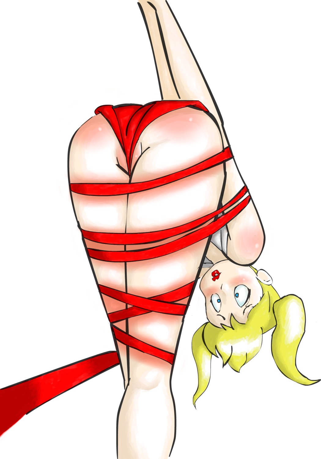1girls ass batman:_the_animated_series batman_(series) bent_over blonde_female blonde_hair blue_eyes bondage dc dc_comics dcau female female_only gkg harleen_quinzel harley_quinn human rule34 solo tied_up white_female
