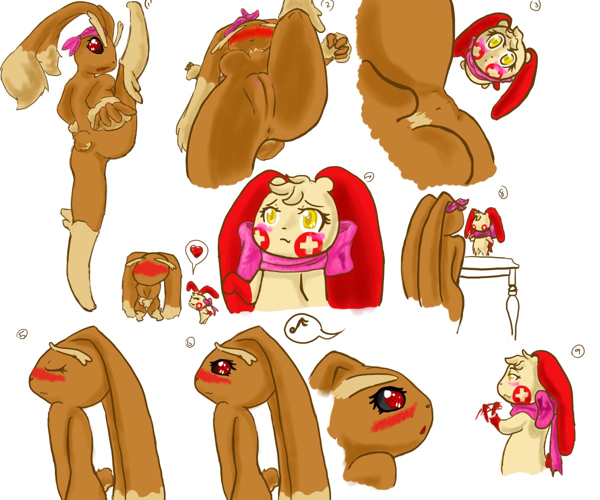 anthro blush bow color female female_only fur furry interspecies lopunny multiple_females nude on_one_foot plusle pokemon pokemon_(species) pussy rule34 size_difference standing tagme vulva yuri