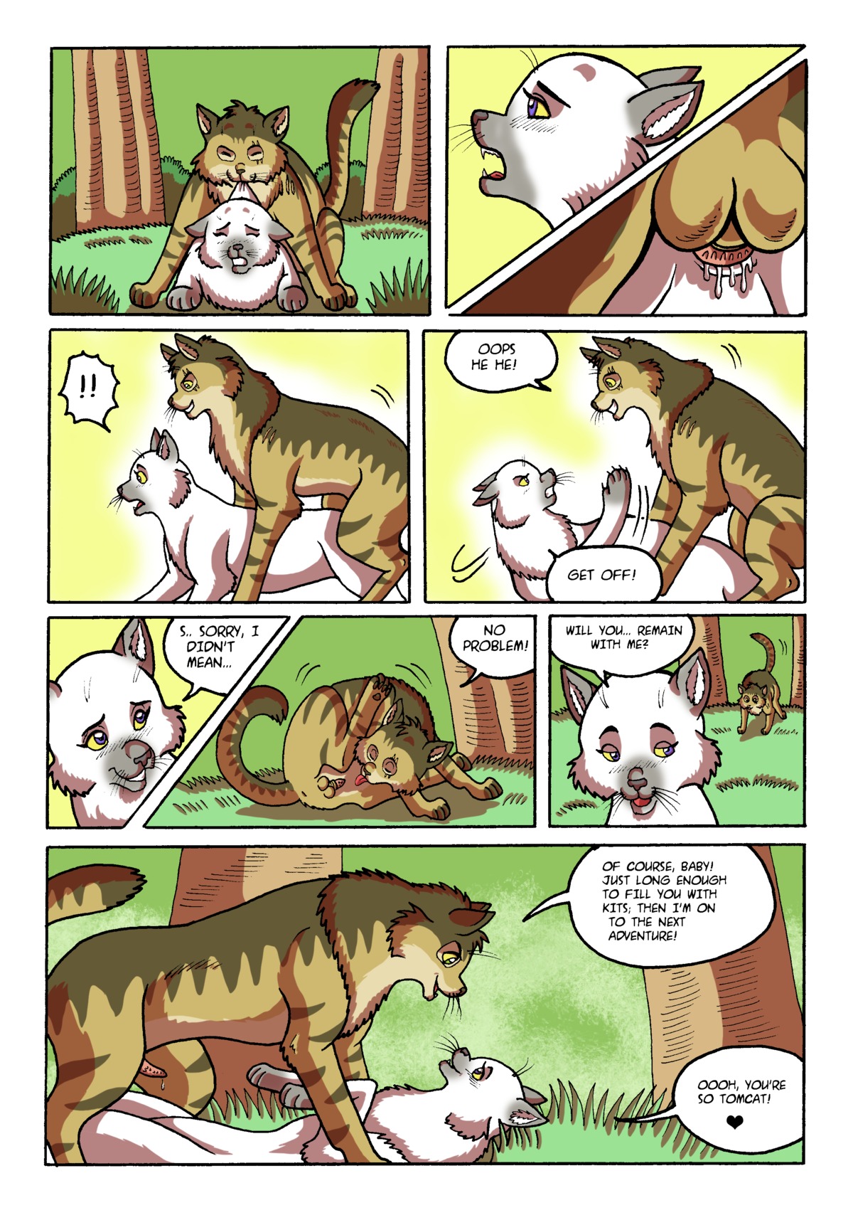 absurd_res artist balls bite biting_another biting_partner blue_eyes bodily_fluids comic cum cum_inside dialogue domestic_cat duo e621 english_text erection felid feline felis female feral feral_on_feral genital_fluids genitals hi_res khaldun kooskia_(artist) licking lyrin male male/female mammal mount open_mouth orgasm penile_spines penis scar scratch scruff_bite sex speech_bubble talking_feral teeth text tongue tongue_out vaginal yellow_sclera