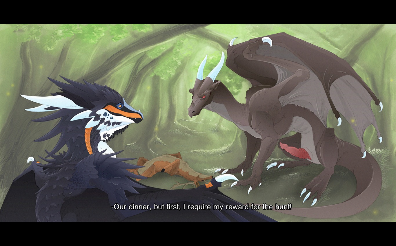 2010 ambiguous_gender animal_genitalia corpse death deer detailed_background dinkysaurus dnk dragon duo_focus e621 english_text erection european_mythology eye_contact fake_screencap feral forest genital_slit genitals group horn letterbox looking_at_another male mammal membrane_(anatomy) membranous_wings mythological_creature mythological_scalie mythology nature outside penis plant scalie screencap sitting smile smirk subtitled suggestive tail text tree western_dragon whiro wings wood